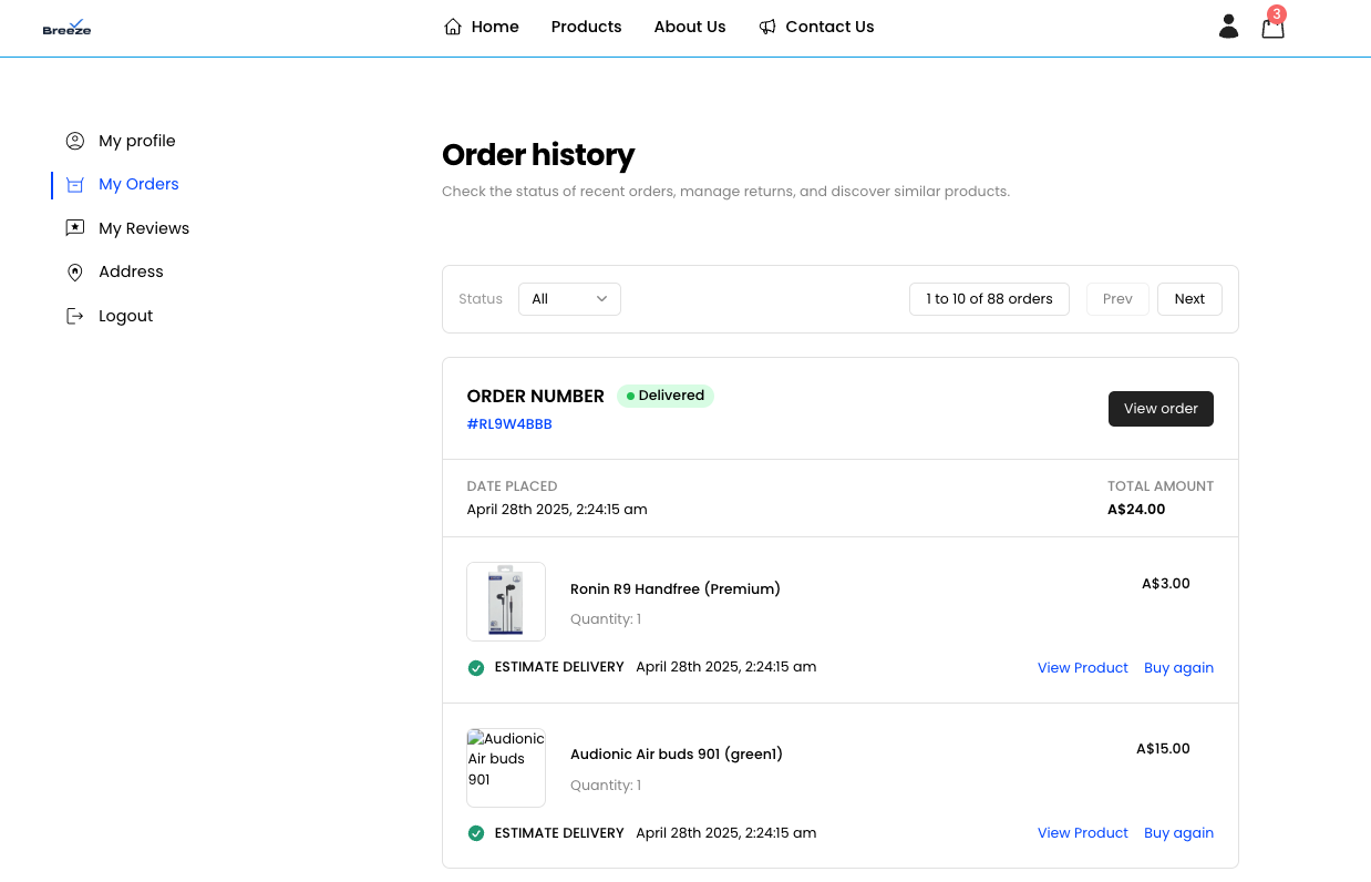 Customer Portal Interface